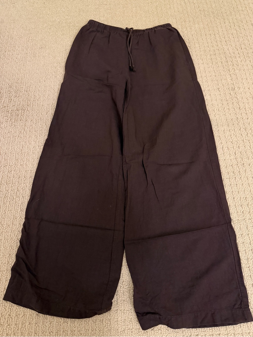 Uniqlo brown linen wide leg pants